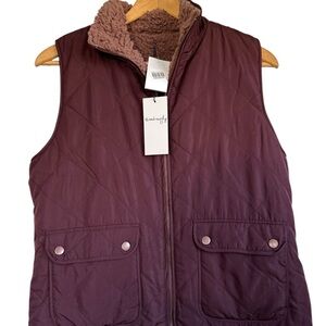 Thread & Supply Dry Goods Reversible Quilted Sherpa Vest NEW WITH TAGS